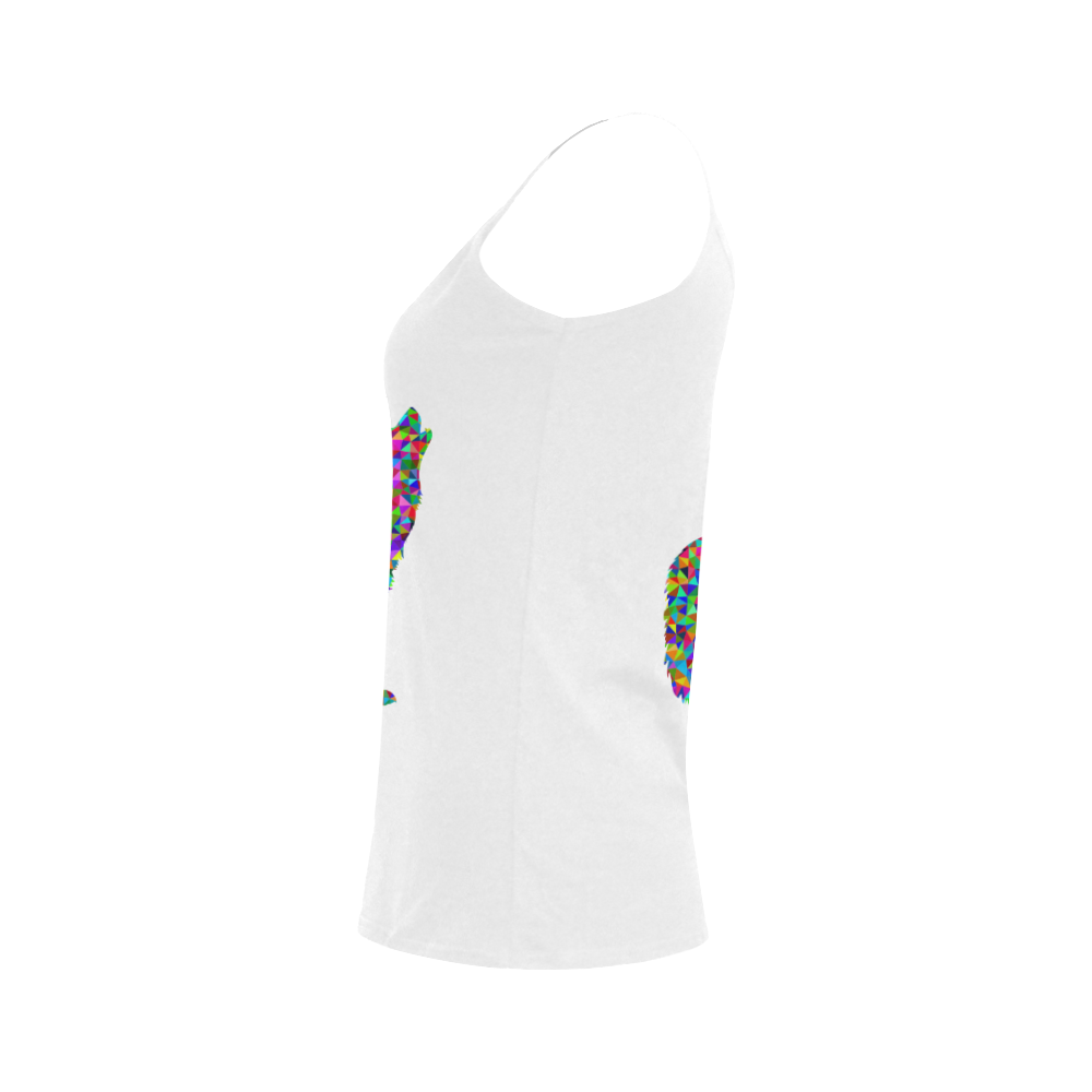 Abstract Triangle Wolf White Women's Spaghetti Top (USA Size) (Model T34)