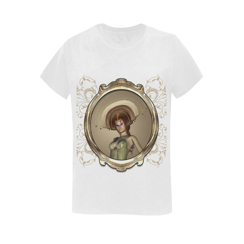 Fantasy, beautiful women with awesome hat Women's T-Shirt in USA Size (Two Sides Printing)