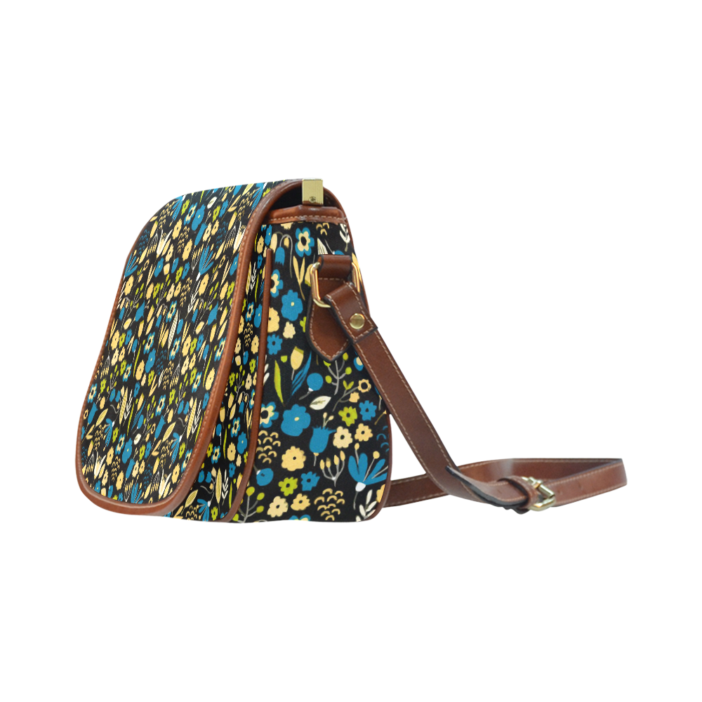 Cute Watercolor Floral Pattern Saddle Bag/Small (Model 1649) Full Customization