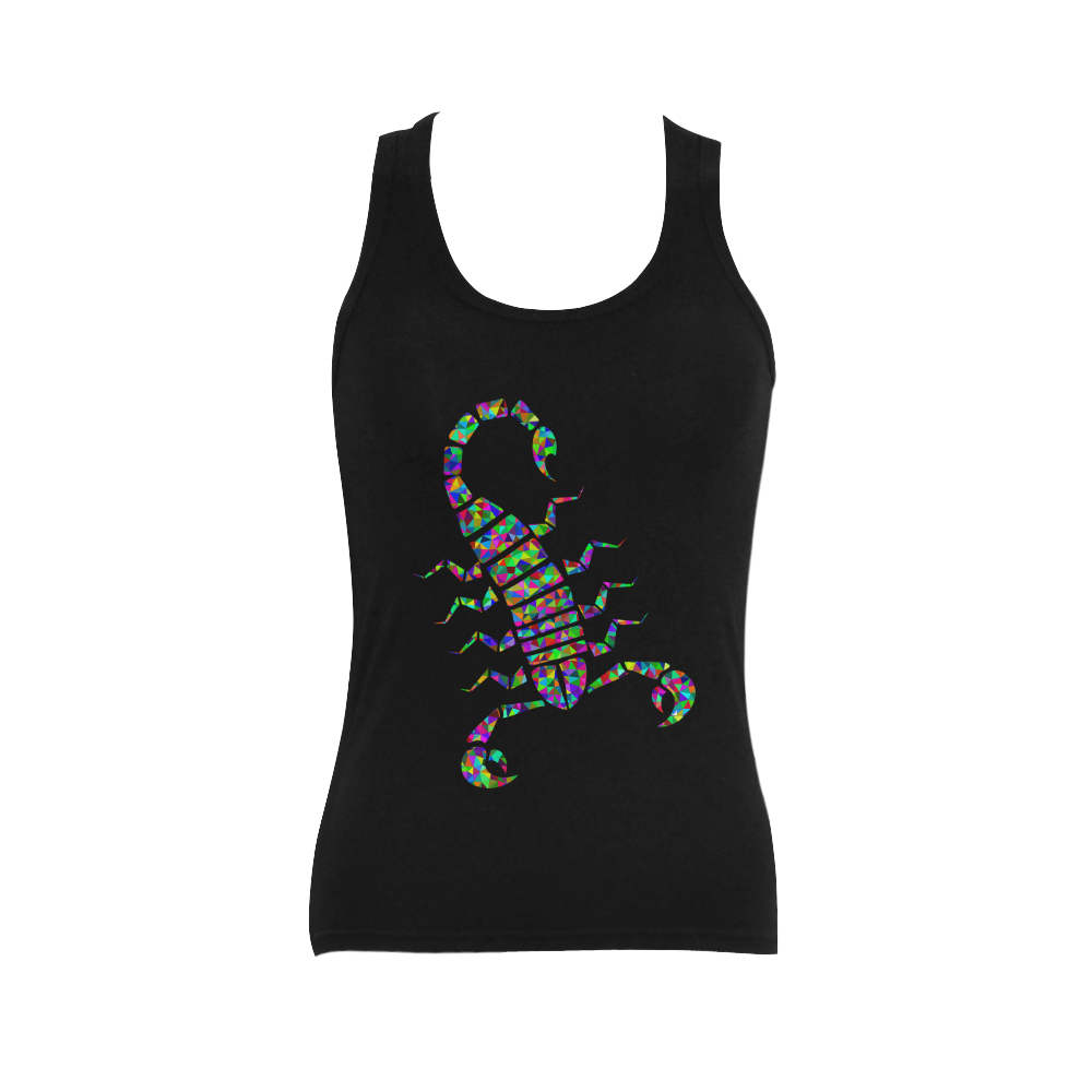 Abstract Triangle Scorpion Black Women's Shoulder-Free Tank Top (Model T35)