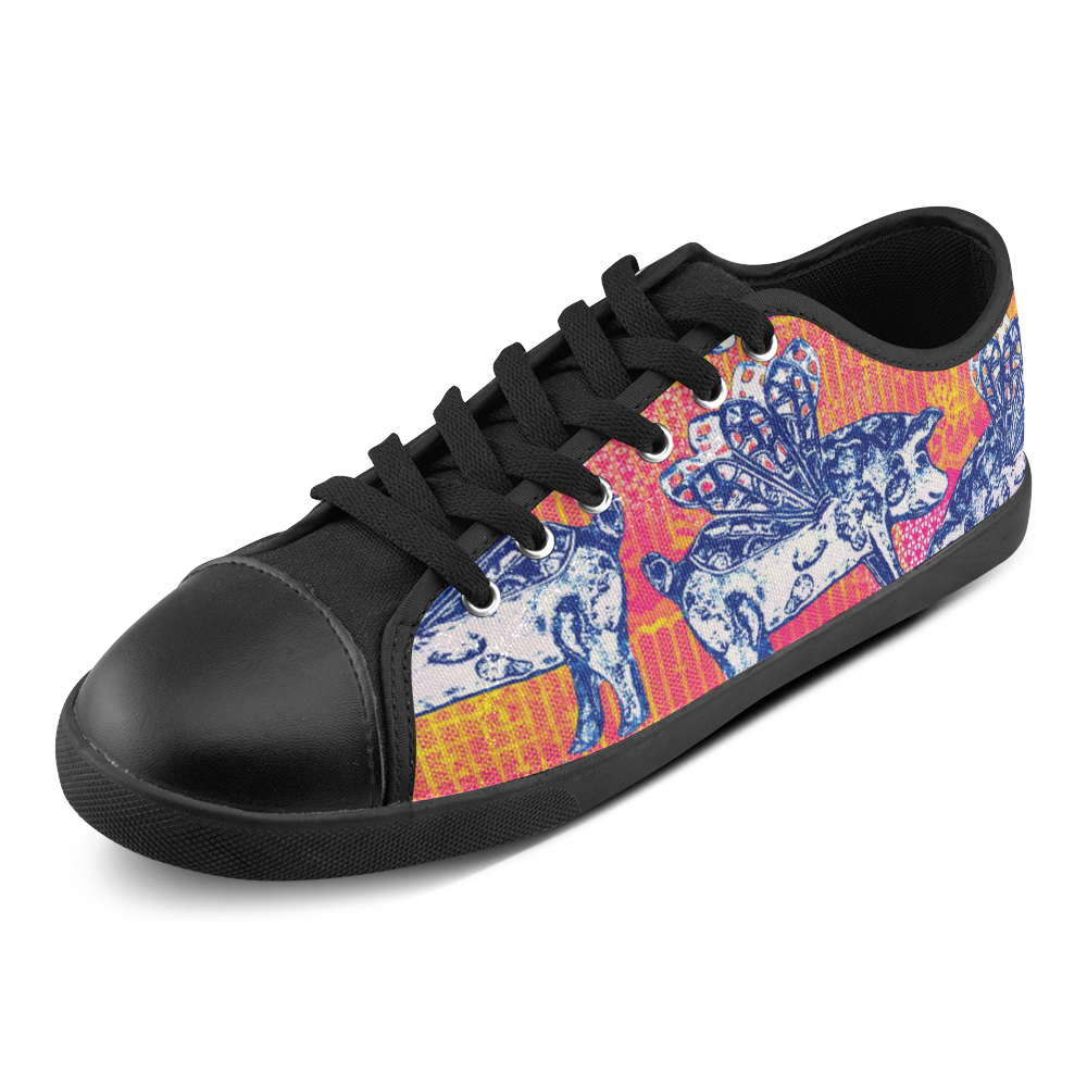 Little flying pigs Canvas Shoes for Women/Large Size (Model 016)