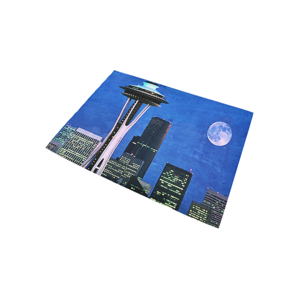 Seattle Space Needle Watercolor Area Rug 5'3''x4'
