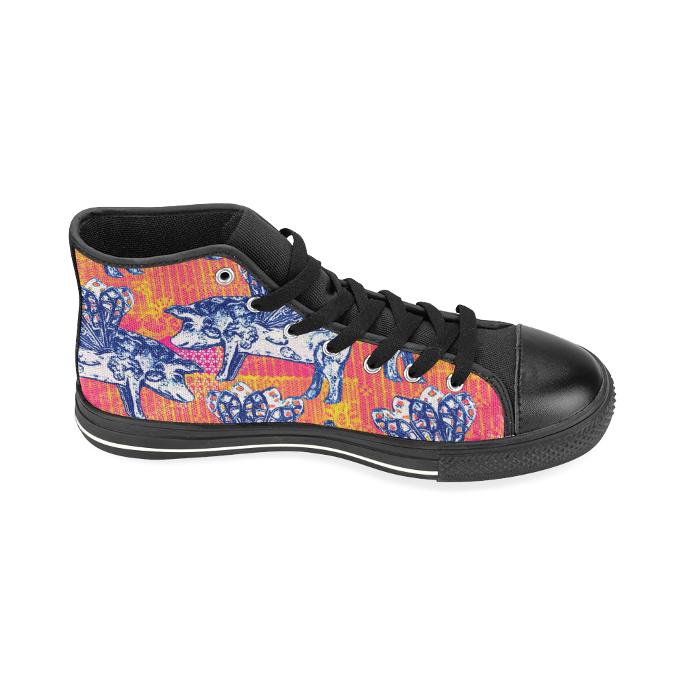 Little flying pigs High Top Canvas Women's Shoes/Large Size (Model 017)