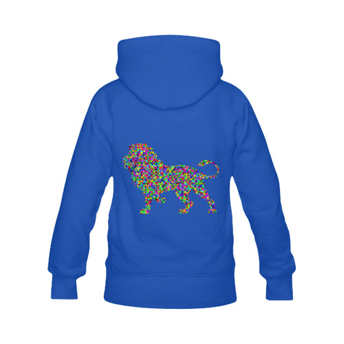 Abstract Triangle Lion Blue Women's Classic Hoodies (Model H07)