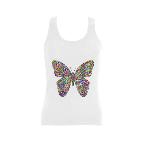 Abstract Triangle Butterfly White Women's Shoulder-Free Tank Top (Model T35)
