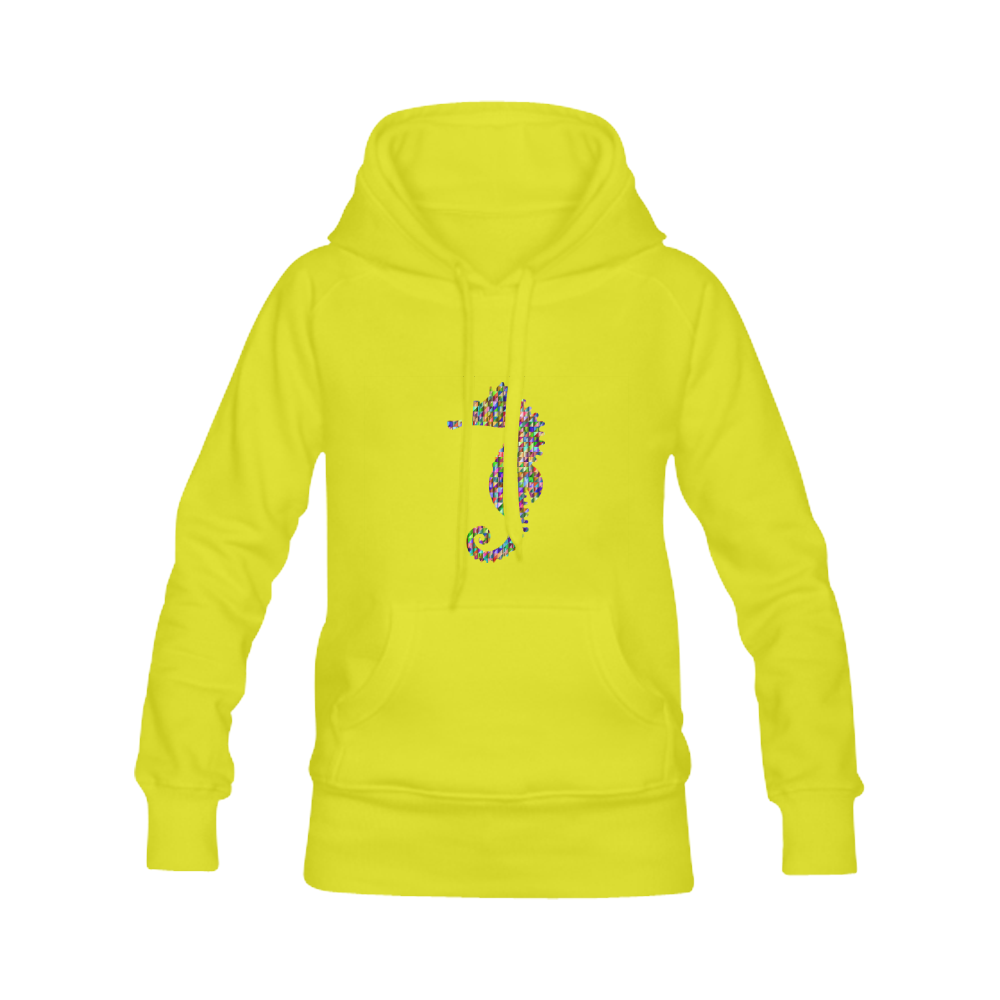 Abstract Triangle Seahorse Yellow Men's Classic Hoodies (Model H10)