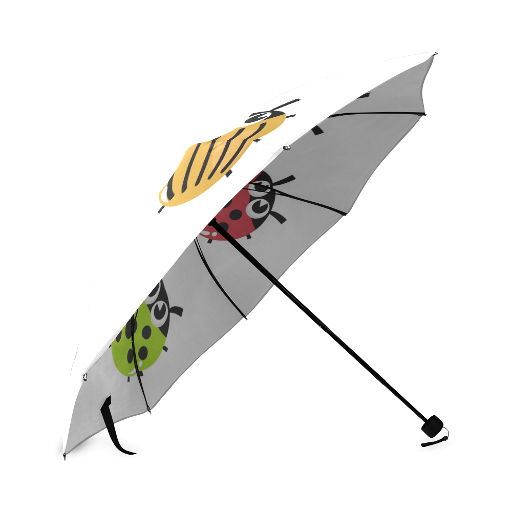 Vintage BEEs- Inspired umbrella with soft white and cute hand-drawn characters Foldable Umbrella (Model U01)