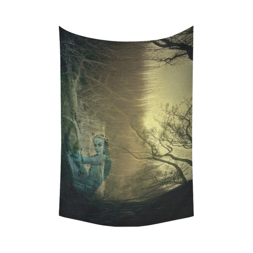 An Elve On The Pond Cotton Linen Wall Tapestry 90"x 60"