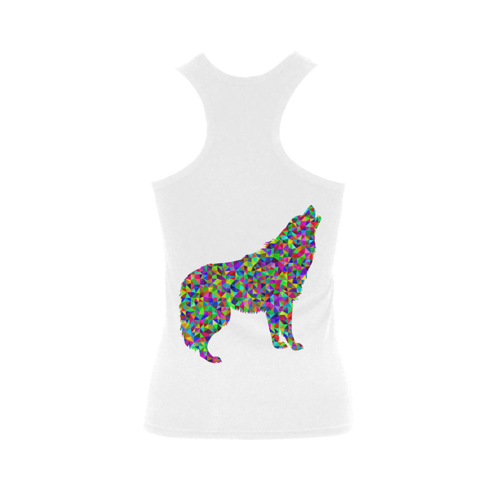 Abstract Triangle Wolf White Women's Shoulder-Free Tank Top (Model T35)