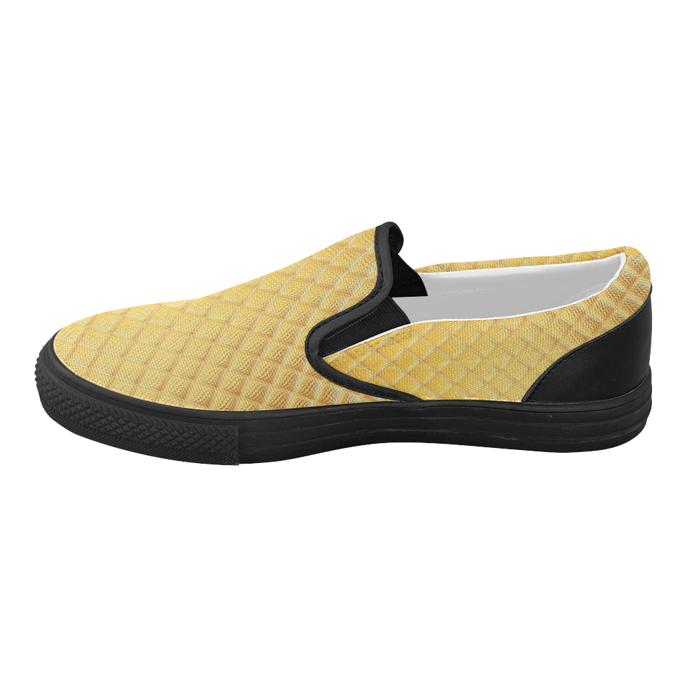 Gleaming Golden Plate Women's Slip-on Canvas Shoes (Model 019)