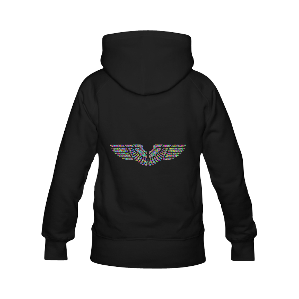 Abstract Triangle Eagle Wings Black Women's Classic Hoodies (Model H07)