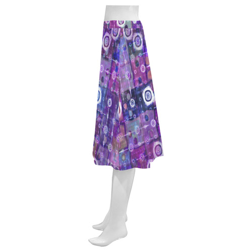 Purple Celestial Quilt Mnemosyne Women's Crepe Skirt (Model D16)