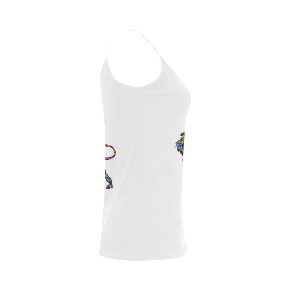 Abstract Triangle Lion White Women's Spaghetti Top (USA Size) (Model T34)