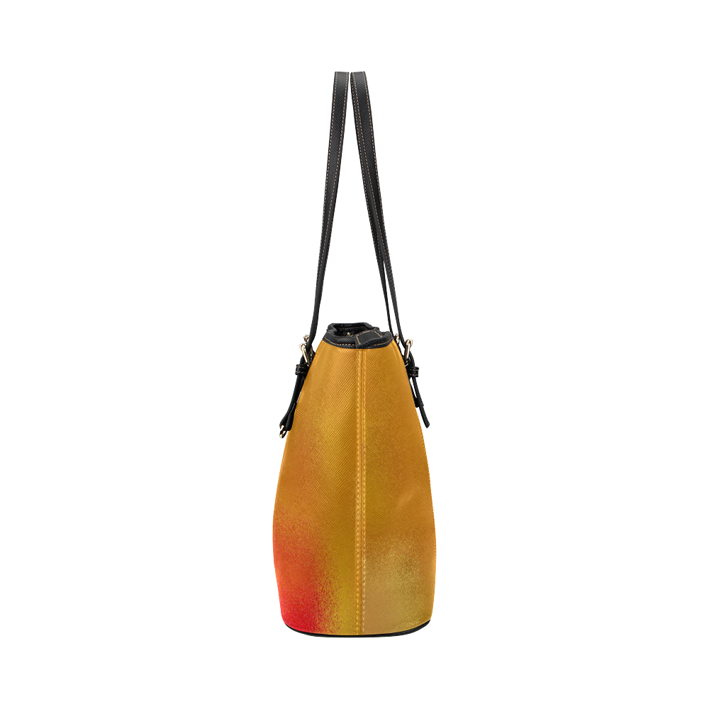Orange cirkle leather tote bag Leather Tote Bag/Large (Model 1651)