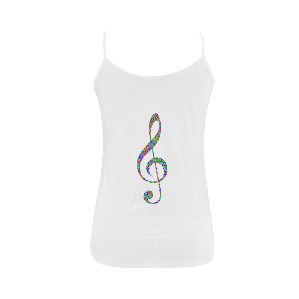 Abstract Triangle Music Note White Women's Spaghetti Top (USA Size) (Model T34)