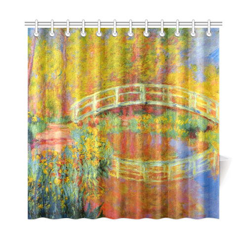 Monet Japanese Bridge Reflection Shower Curtain 72"x72"