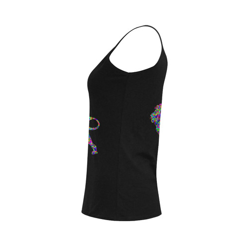 Abstract Triangle Lion Black Women's Spaghetti Top (USA Size) (Model T34)
