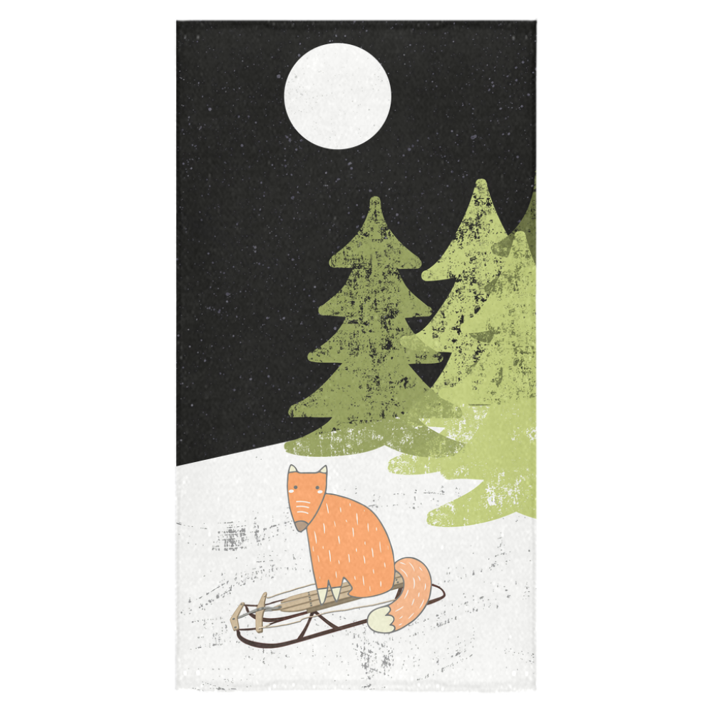 Fox wild animal cute forest winter - Watercolor illustration Bath Towel 30"x56"