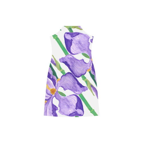 Purple Iris Diagonal V-Neck Open Fork Long Dress(Model D18)