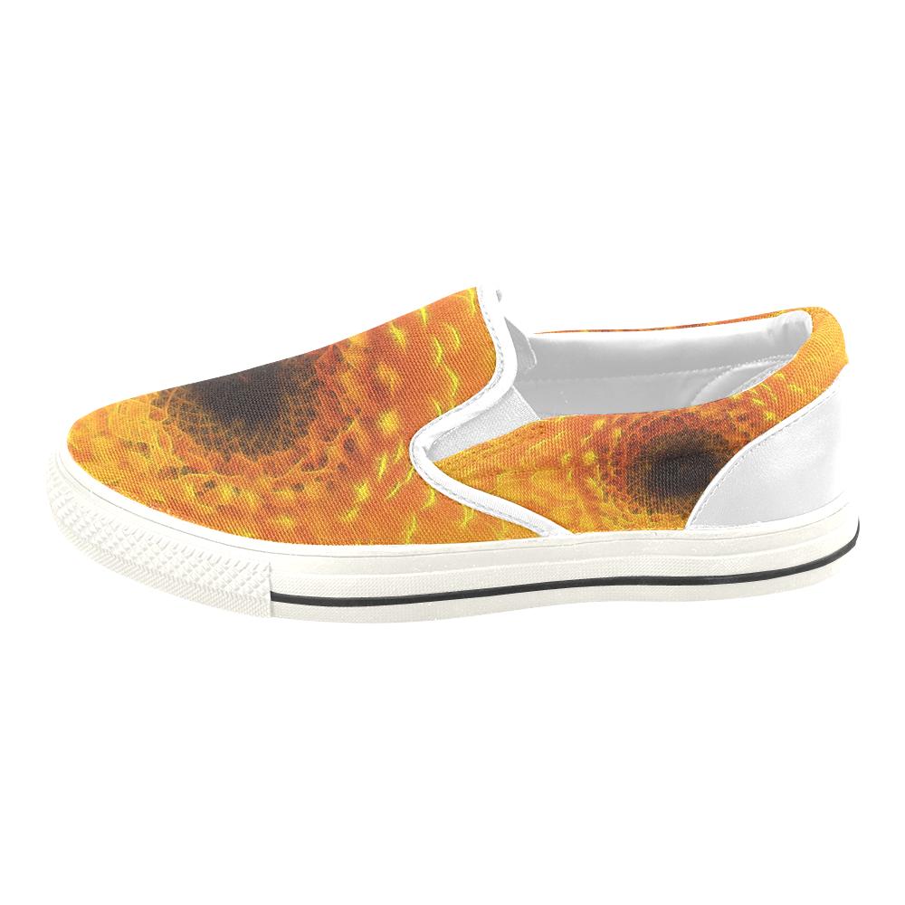 Yellow Flower Tangle FX Men's Unusual Slip-on Canvas Shoes (Model 019)