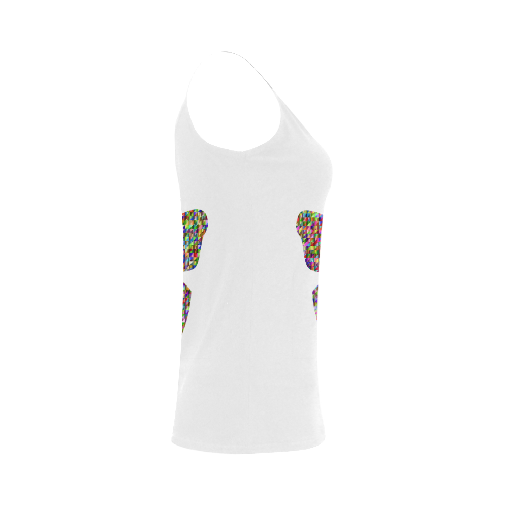 Abstract Triangle Butterfly White Women's Spaghetti Top (USA Size) (Model T34)