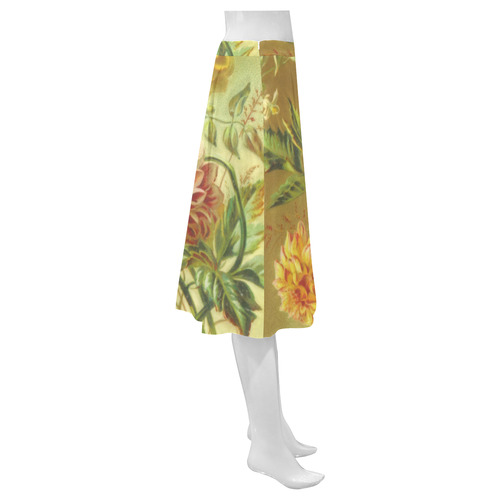 Lovely vintage dahlias Mnemosyne Women's Crepe Skirt (Model D16)