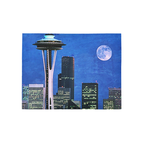 Seattle Space Needle Watercolor Area Rug 5'3''x4'