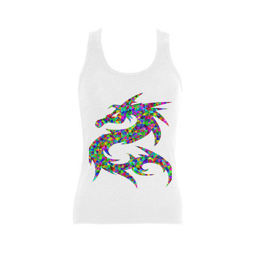 Abstract Triangle Dragon White Women's Shoulder-Free Tank Top (Model T35)