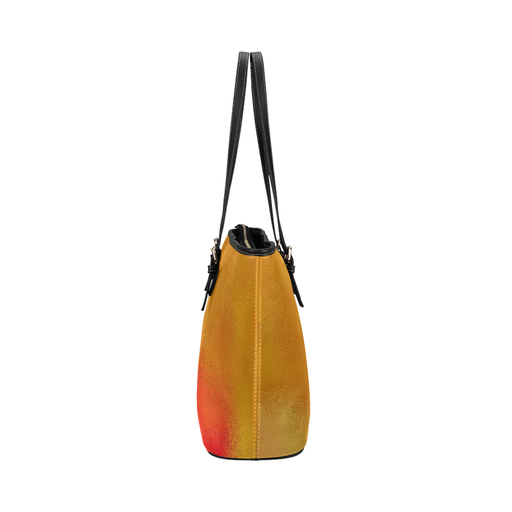 Orange cirkle leather tote bag Leather Tote Bag/Large (Model 1651)