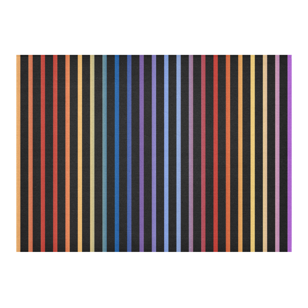 Narrow Flat Stripes Pattern Colored Cotton Linen Tablecloth 60"x 84"