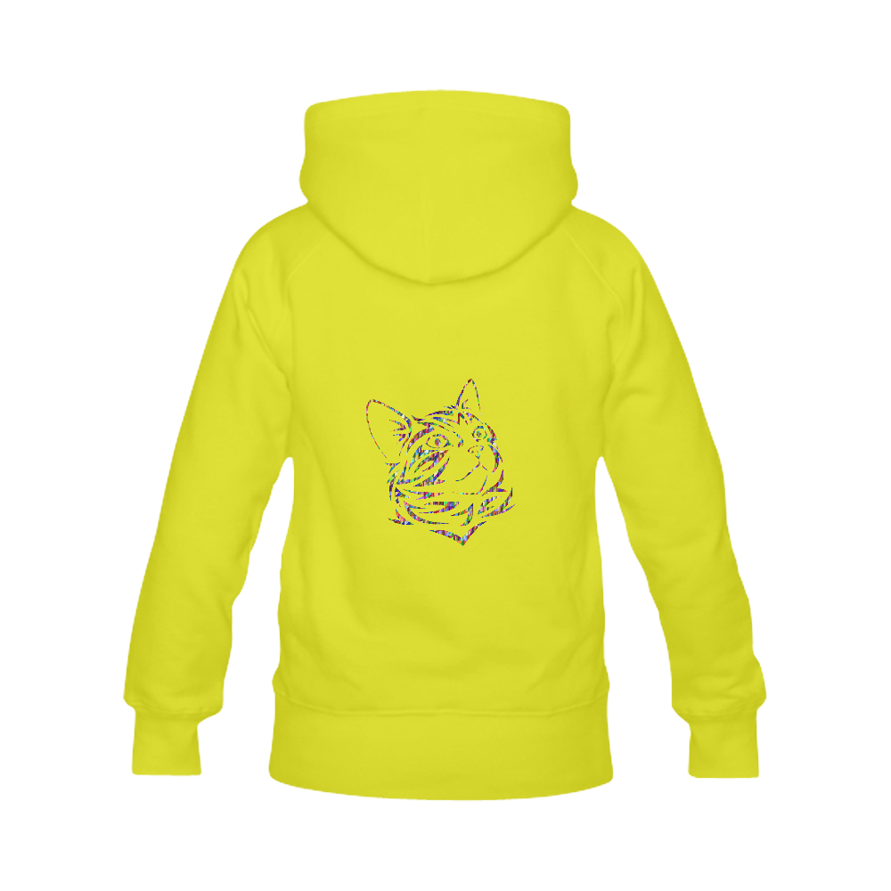 Abstract Triangle Cat Yellow Men's Classic Hoodies (Model H10)