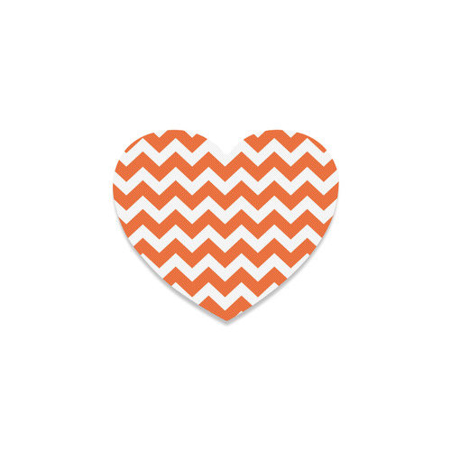 Orange and white : zig-zag Coaster / artistic unique heart series perfect as Gift Heart Coaster