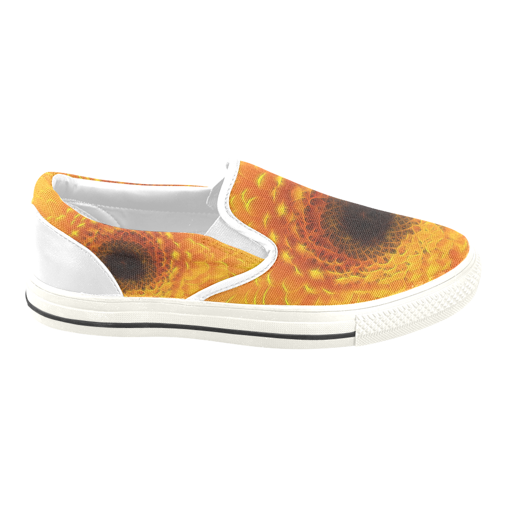 Yellow Flower Tangle FX Men's Unusual Slip-on Canvas Shoes (Model 019)