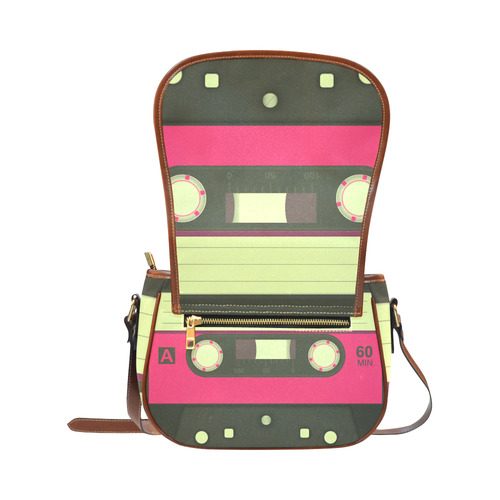 Pink Cassette Tape Saddle Bag/Large (Model 1649)
