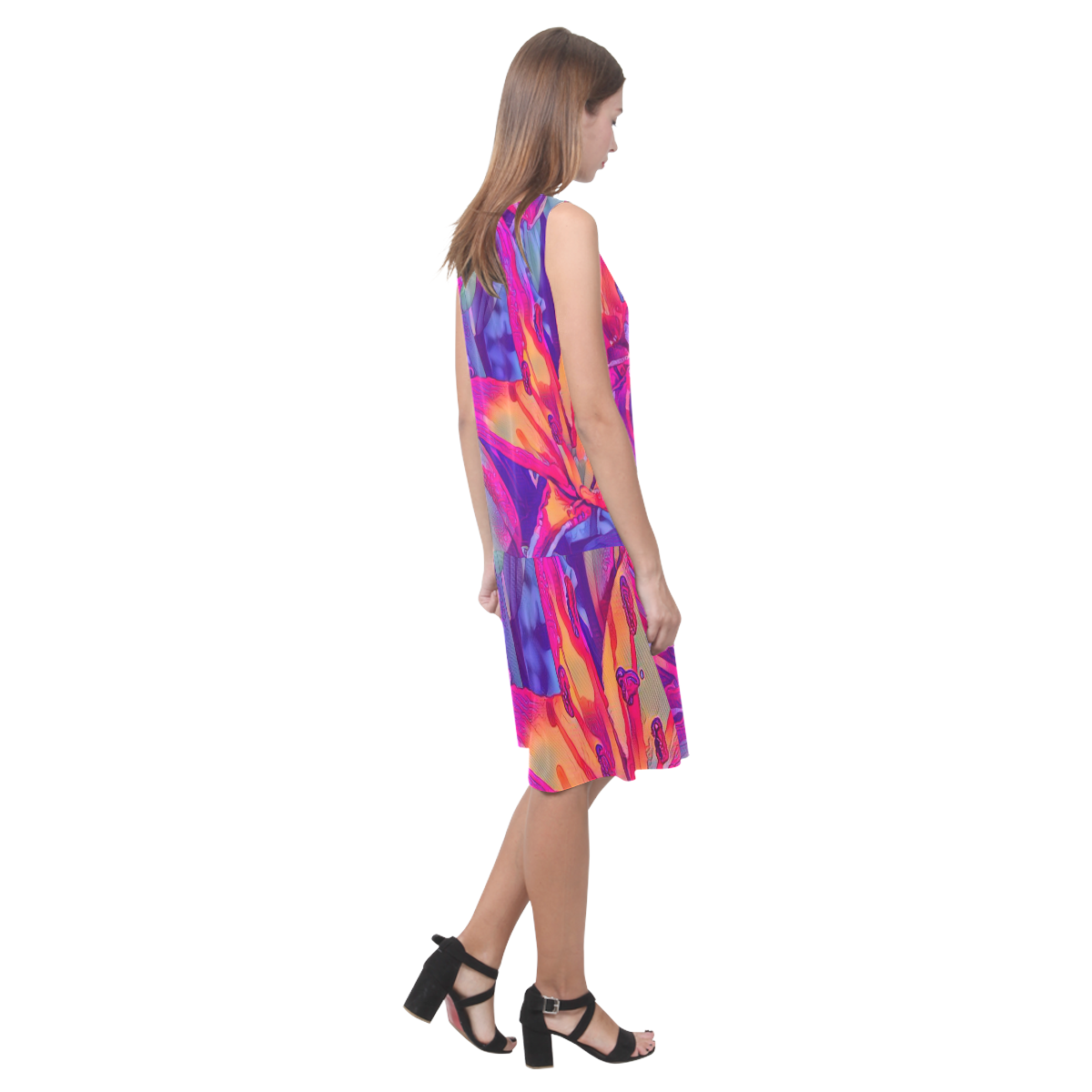 Floral ArtStudio 1016B Sleeveless Splicing Shift Dress(Model D17)