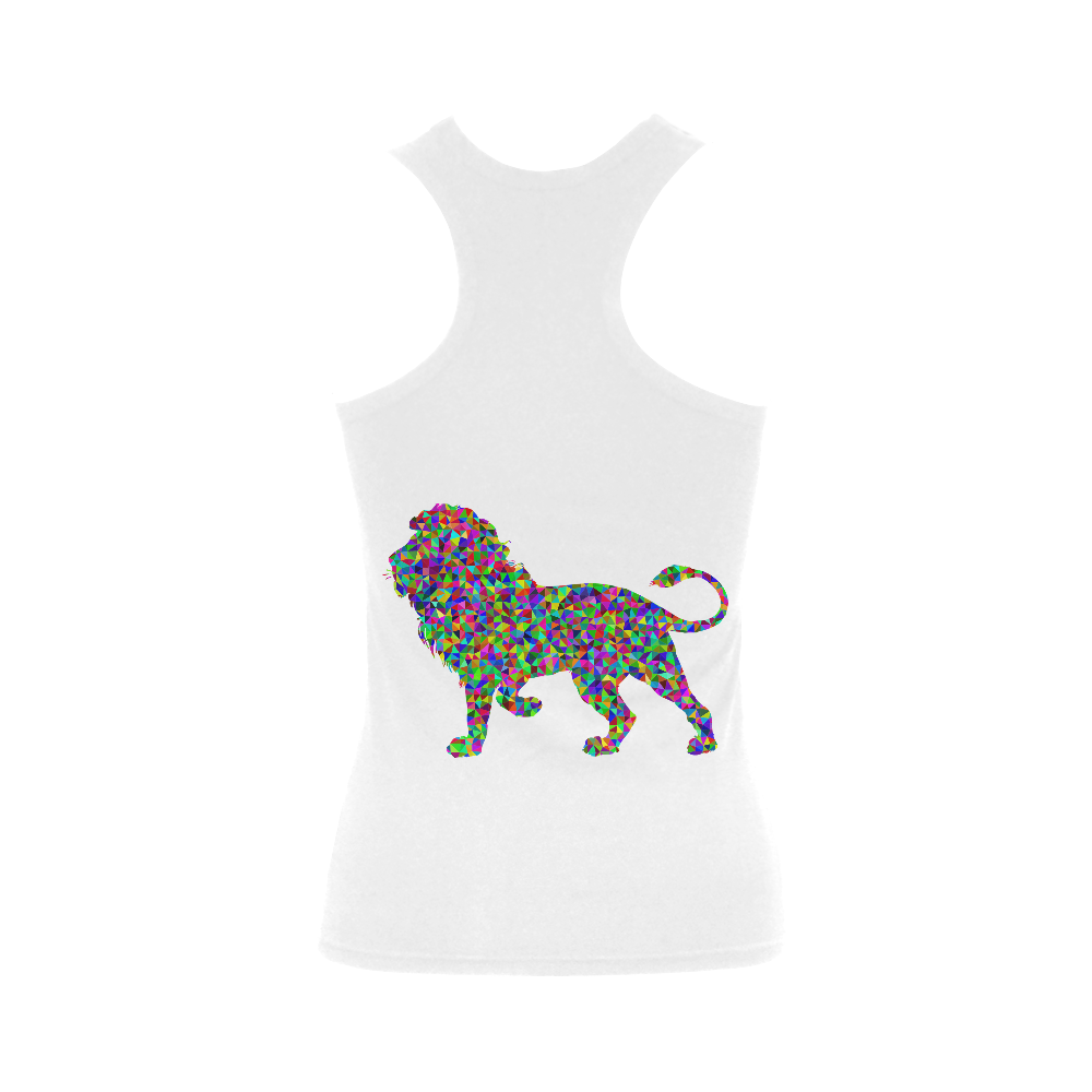 Abstract Triangle Lion White Women's Shoulder-Free Tank Top (Model T35)