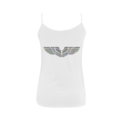 Abstract Triangle Eagle Wings White Women's Spaghetti Top (USA Size) (Model T34)