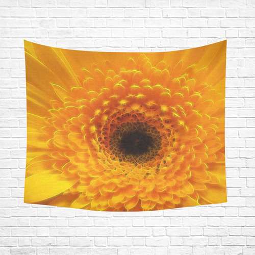 Yellow Flower Tangle FX Cotton Linen Wall Tapestry 60"x 51"