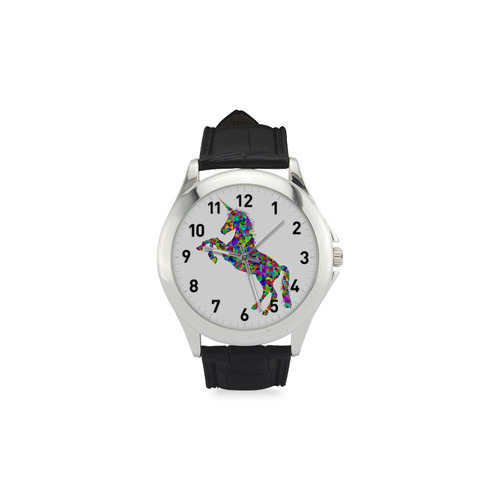 Abstract Triangle Unicorn Women's Classic Leather Strap Watch(Model 203)