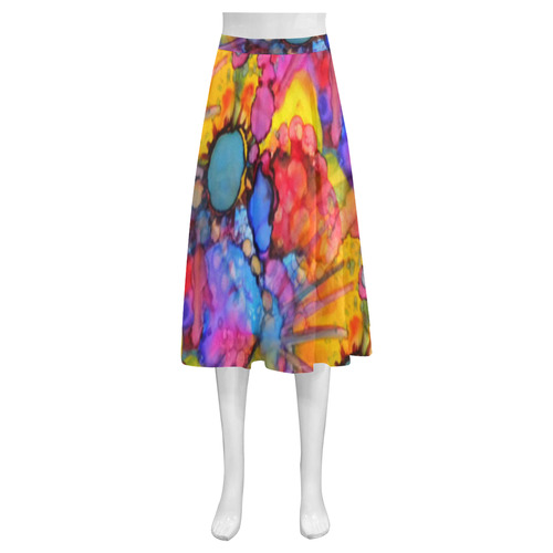 Rainbow Bursts Alcohol Inks Mnemosyne Women's Crepe Skirt (Model D16)