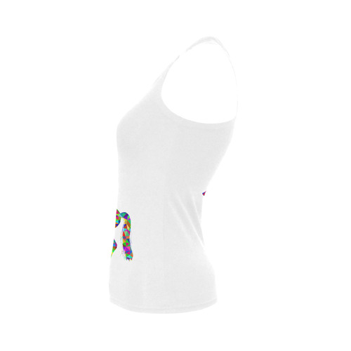 Abstract Triangle Unicorn White Women's Shoulder-Free Tank Top (Model T35)