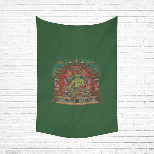 Green Tara from Tibetan Buddhism Cotton Linen Wall Tapestry 60"x 90"