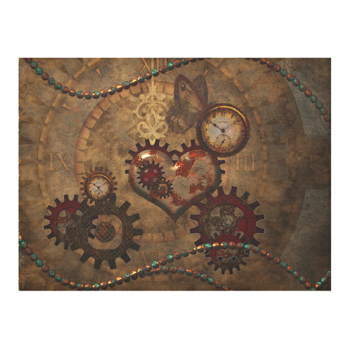 Steampunk, noble design clocks and gears Cotton Linen Tablecloth 52"x 70"