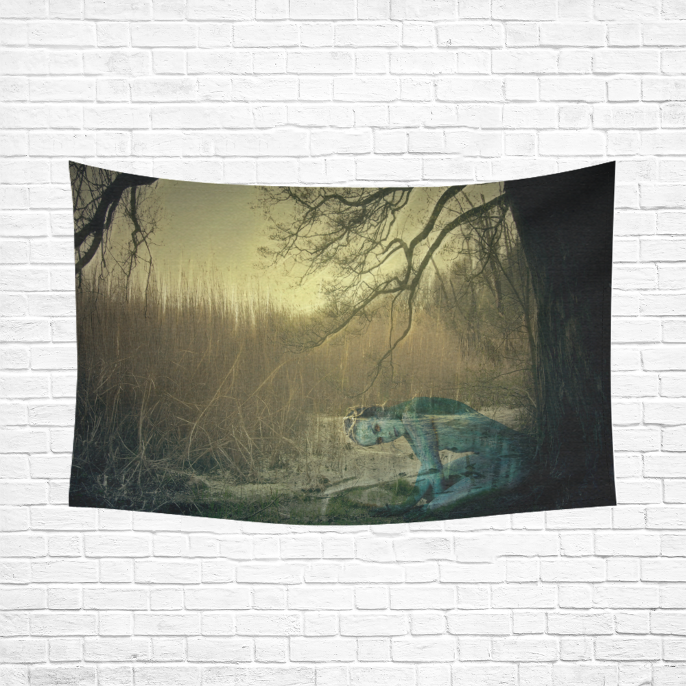 An Elve On The Pond Cotton Linen Wall Tapestry 90"x 60"