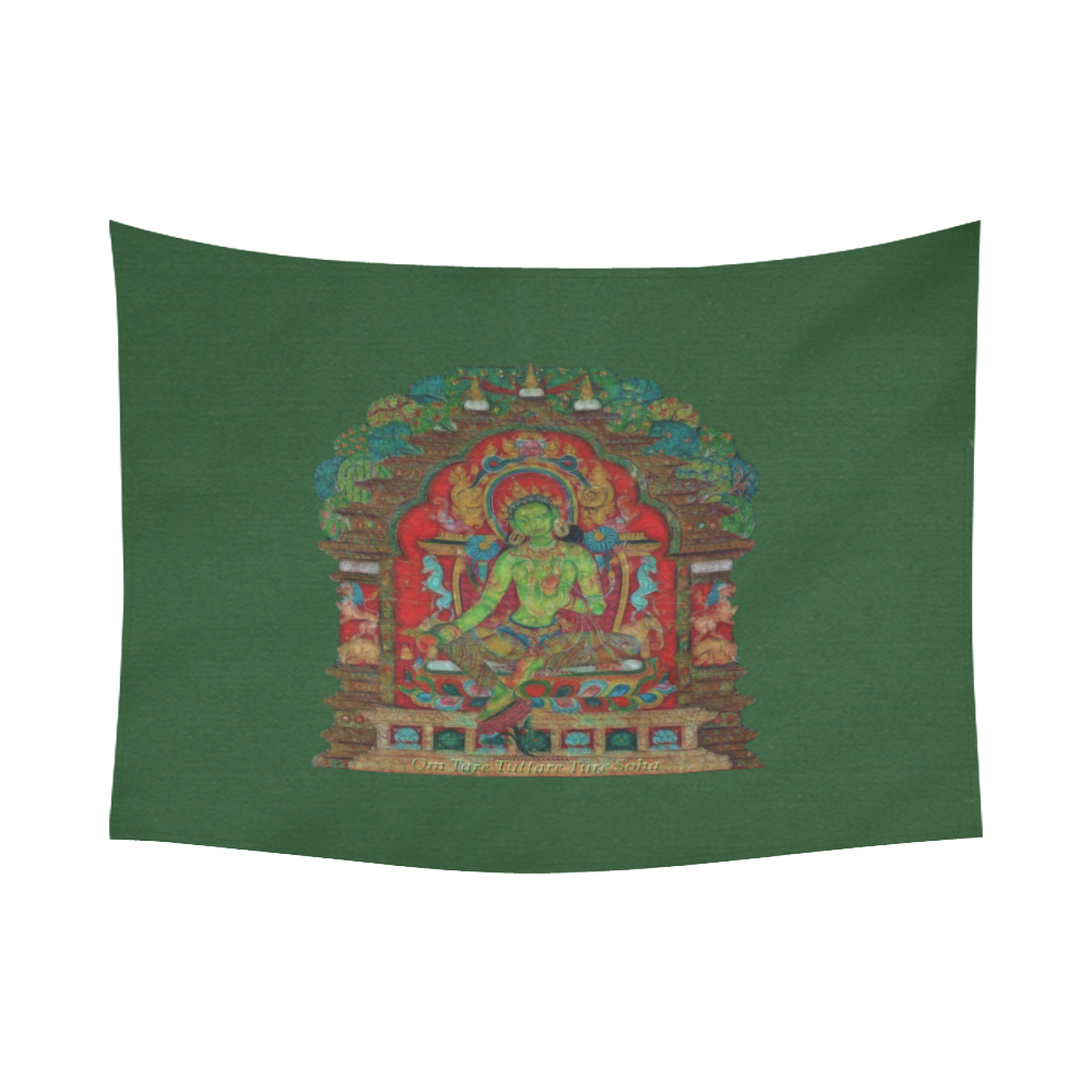 Green Tara from Tibetan Buddhism Cotton Linen Wall Tapestry 80"x 60"