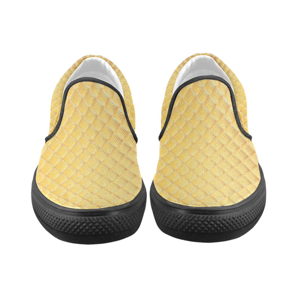 Gleaming Golden Plate Men's Unusual Slip-on Canvas Shoes (Model 019)