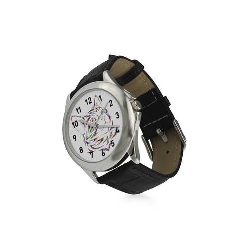 Abstract Triangle Cat Women's Classic Leather Strap Watch(Model 203)