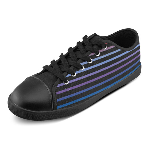 Narrow Flat Stripes Pattern Colored Canvas Shoes for Women/Large Size (Model 016)