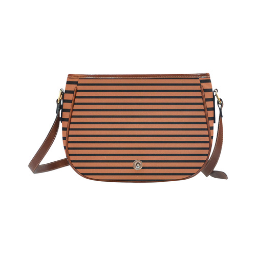 Narrow Black Flat Stripes Pattern Saddle Bag/Small (Model 1649) Full Customization