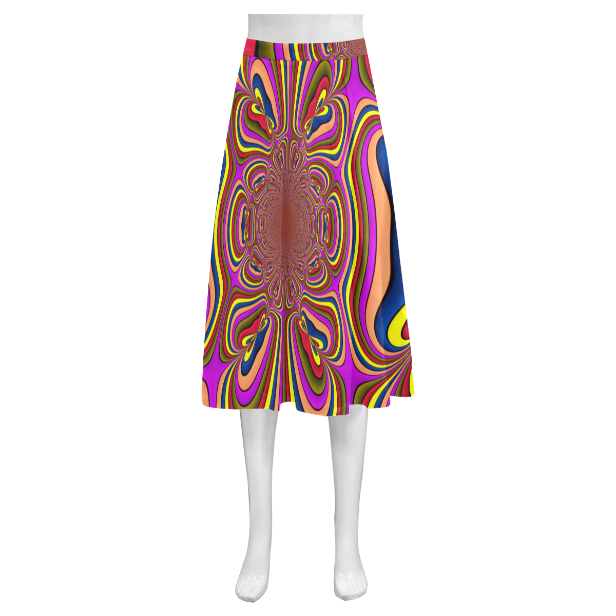 Yellow Lilac Abstract Flower Mnemosyne Women's Crepe Skirt (Model D16)